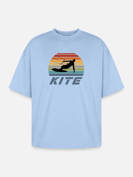 Kite Design - Oversized Unisex Short Sleeve Sweatshirt - powder blue
