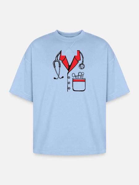 Doctor Stethoscope - Oversized Unisex Short Sleeve Sweatshirt - powder blue