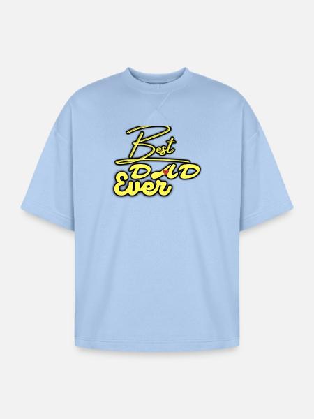 Best Dad Ever Neon Script - Oversized Unisex Short Sleeve Sweatshirt - powder blue