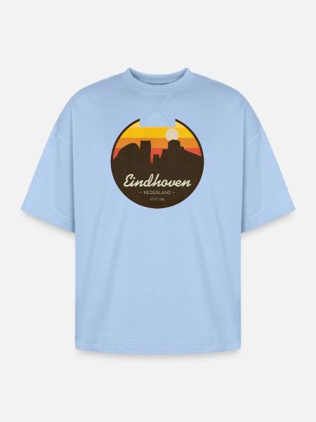 Eindhoven Sunset Retro Badge - Oversized Unisex Short Sleeve Sweatshirt - powder blue