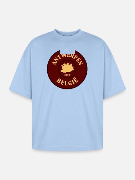 Antwerp Crest 1830 Emblem - Oversized Unisex Short Sleeve Sweatshirt - powder blue