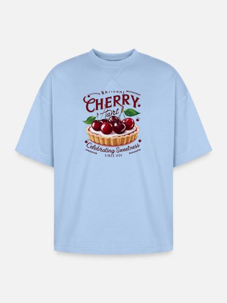 National Cherry Tart Day  - Oversized Unisex Short Sleeve Sweatshirt - powder blue