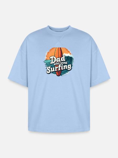 Dad Who Loves Surfing - Oversized Unisex Short Sleeve Sweatshirt - powder blue