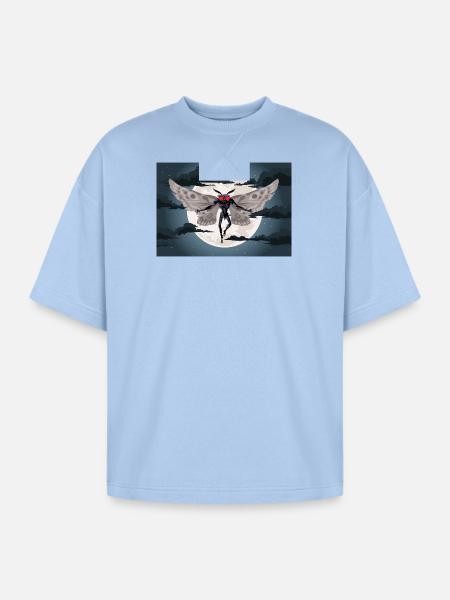 the mothman - Oversized Unisex Short Sleeve Sweatshirt - powder blue