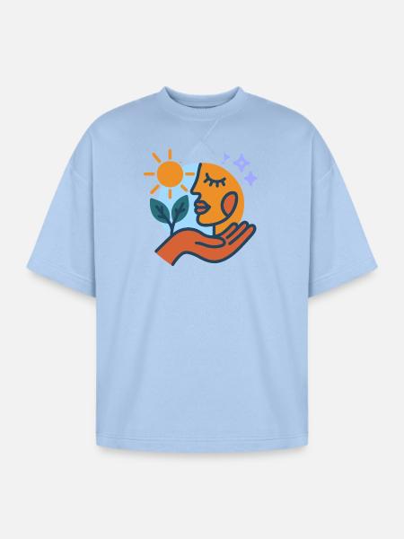 Serenity - Oversized Unisex Short Sleeve Sweatshirt - powder blue