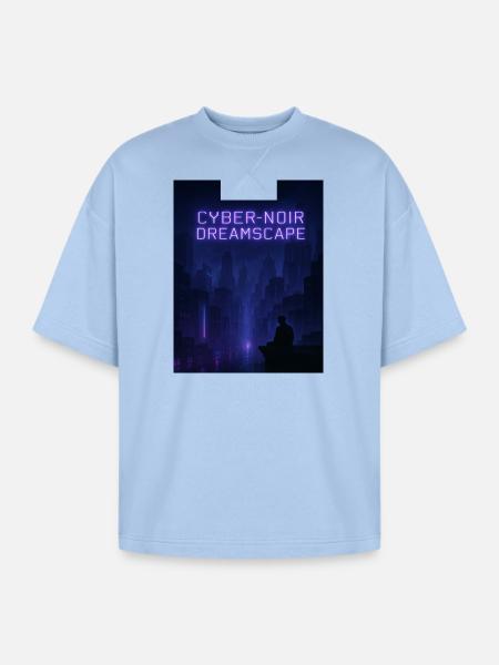 Cyber-Noir Dreamscape Design - Oversized Unisex Short Sleeve Sweatshirt - powder blue