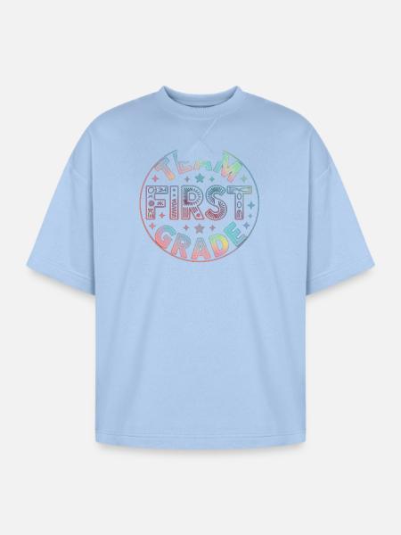 Team First Grade Back To School - Oversized Unisex Short Sleeve Sweatshirt - powder blue