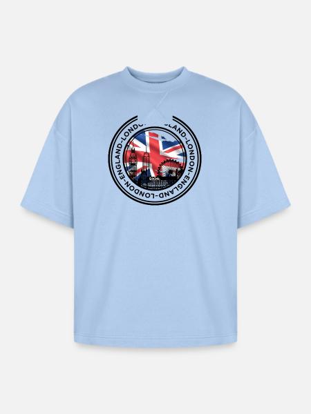 Union Jack London Skyline - Oversized Unisex Short Sleeve Sweatshirt - powder blue