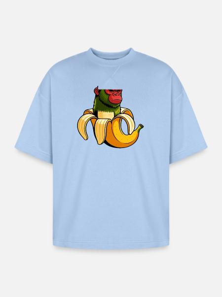 Chimpanzini Bananini Italian Brainrot Meme Art - Oversized Unisex Short Sleeve Sweatshirt - powder blue