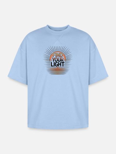 Find Your Light Sunburst - Oversized Unisex Short Sleeve Sweatshirt - powder blue