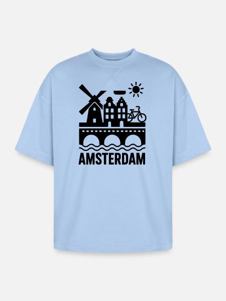 amsterdam - Oversized Unisex Short Sleeve Sweatshirt - powder blue