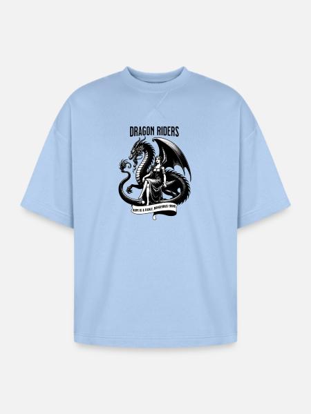 Dragon Riders Banner - Oversized Unisex Short Sleeve Sweatshirt - powder blue