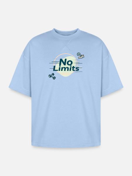 No Limits Fitness - Oversized Unisex Short Sleeve Sweatshirt - powder blue