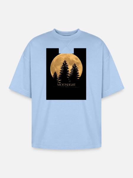 Moonlit Pines Silhouette - Oversized Unisex Short Sleeve Sweatshirt - powder blue