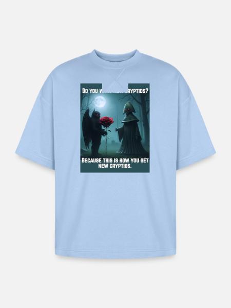 Mothman Romance - Oversized Unisex Short Sleeve Sweatshirt - powder blue