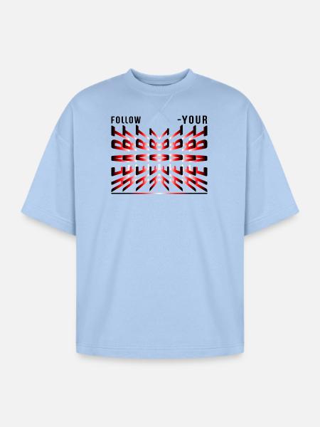 Crimson Kaleidoscope Glyphs - Oversized Unisex Short Sleeve Sweatshirt - powder blue
