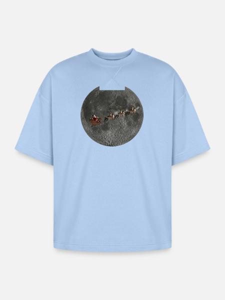 Lunar Santa Sleigh Ride - Oversized Unisex Short Sleeve Sweatshirt - powder blue
