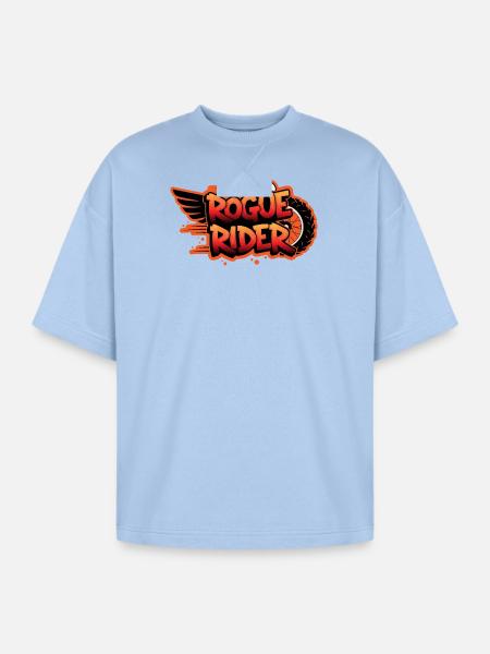 Rogue Rider Moto Logo - Oversized Unisex Short Sleeve Sweatshirt - powder blue