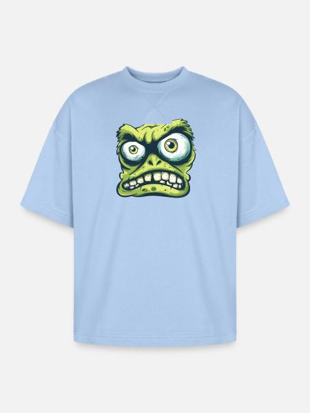 Gremlin Grin Tee - Oversized Unisex Short Sleeve Sweatshirt - powder blue