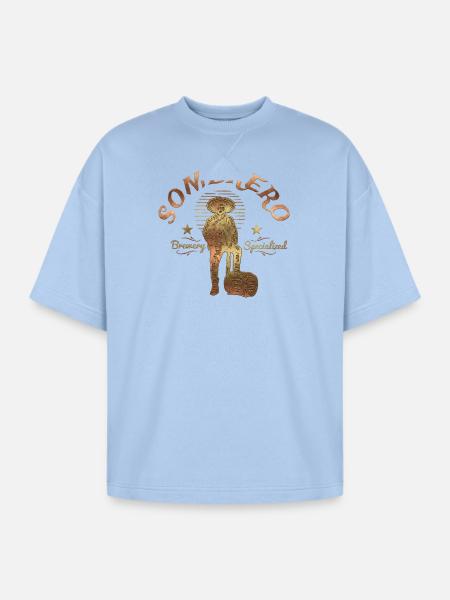 Sombrero Brewery Rustic Logo - Oversized Unisex Short Sleeve Sweatshirt - powder blue