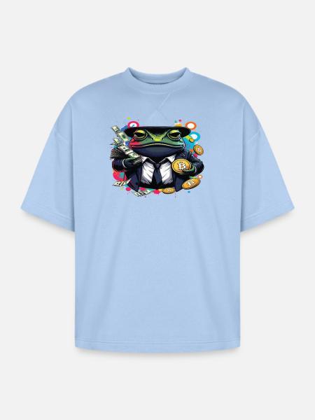 Bitcoin Frog Streetwear Art - Oversized Unisex Short Sleeve Sweatshirt - powder blue