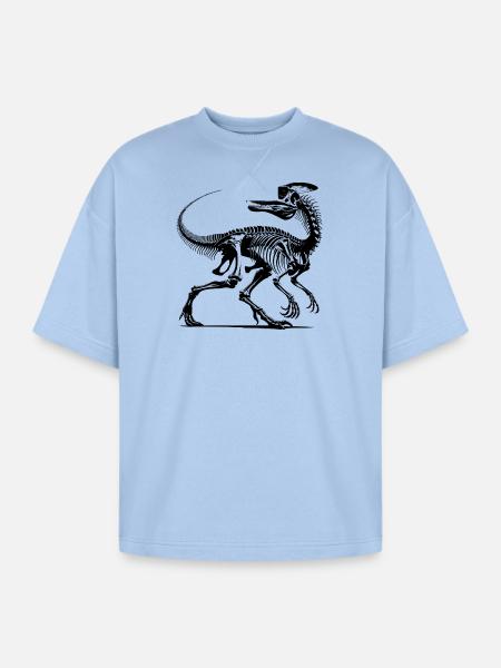 Dinosaur Raptor With Spine Bone - Oversized Unisex Short Sleeve Sweatshirt - powder blue