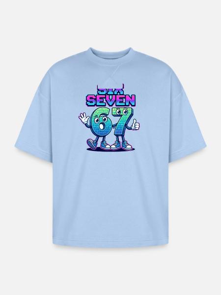 Six Seven 6 7 - Oversized Unisex Short Sleeve Sweatshirt - powder blue