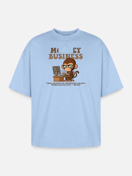 Monkey Business Aesthetic with Quote - Oversized Unisex Short Sleeve Sweatshirt - powder blue