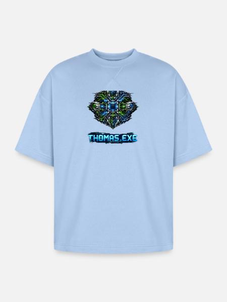 Neon Circuit Emblem - Oversized Unisex Short Sleeve Sweatshirt - powder blue