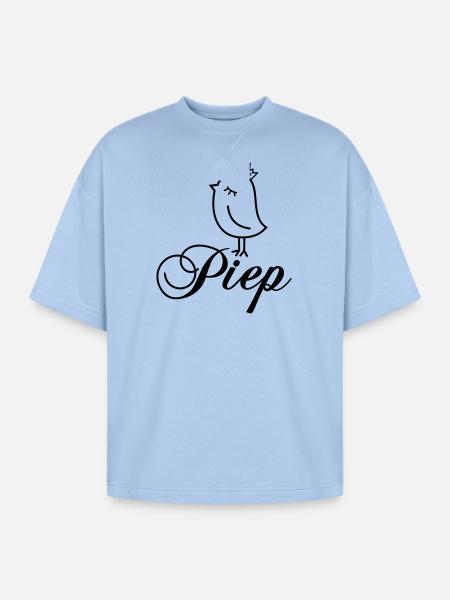 Sparrow With Crown “Piep” - Oversized Unisex Short Sleeve Sweatshirt - powder blue