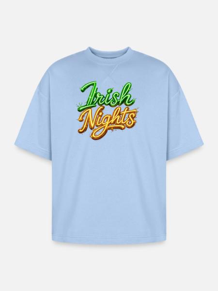 Irish Nights Neon Sign - Oversized Unisex Short Sleeve Sweatshirt - powder blue