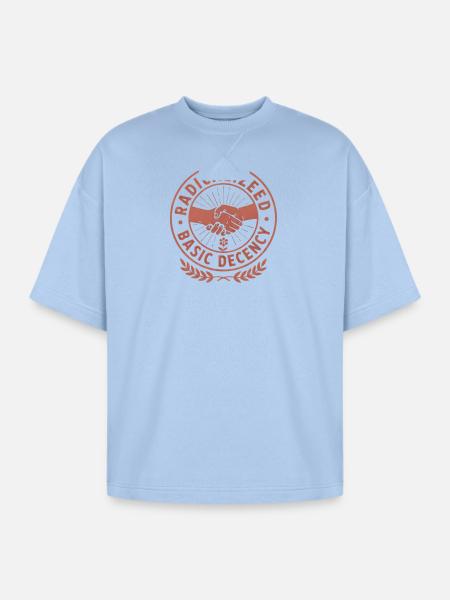 Radicalized Basic Decency Emblem - Oversized Unisex Short Sleeve Sweatshirt - powder blue