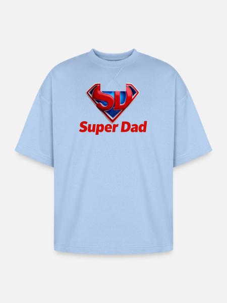Super Dad Hero - Oversized Unisex Short Sleeve Sweatshirt - powder blue