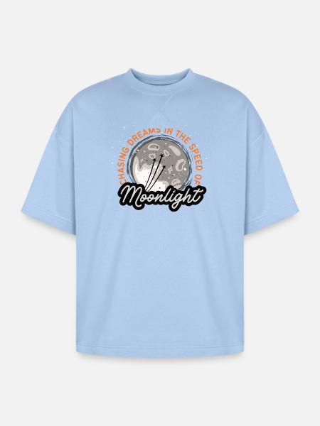Chasing Dreams | Moonlight Moon Art - Oversized Unisex Short Sleeve Sweatshirt - powder blue