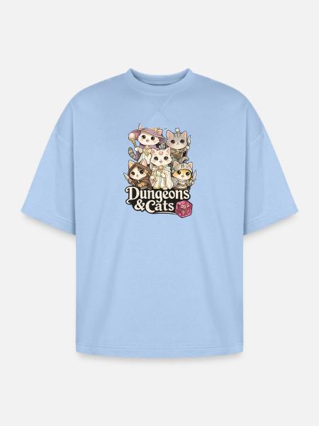 Dungeons & Cats - Oversized Unisex Short Sleeve Sweatshirt - powder blue