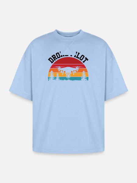 Drone Pilot - Oversized Unisex Short Sleeve Sweatshirt - powder blue