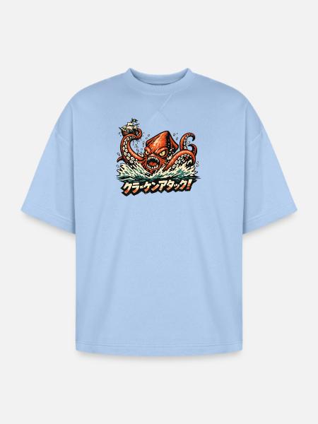 Kraken Attack - Oversized Unisex Short Sleeve Sweatshirt - powder blue
