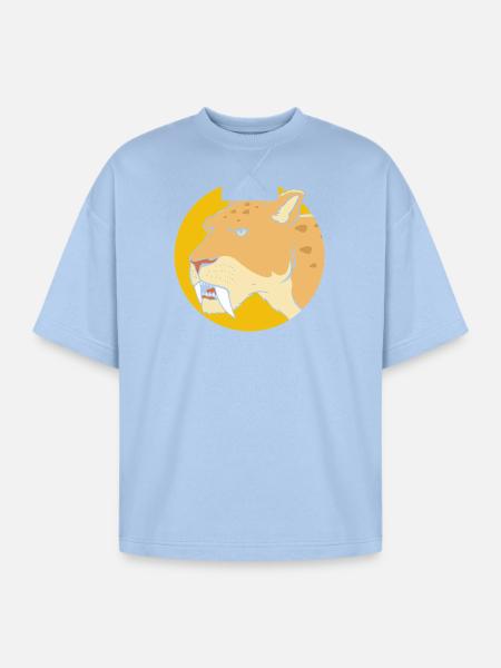 Sabertooth Tiger Prehistoric Smilodon - Oversized Unisex Short Sleeve Sweatshirt - powder blue