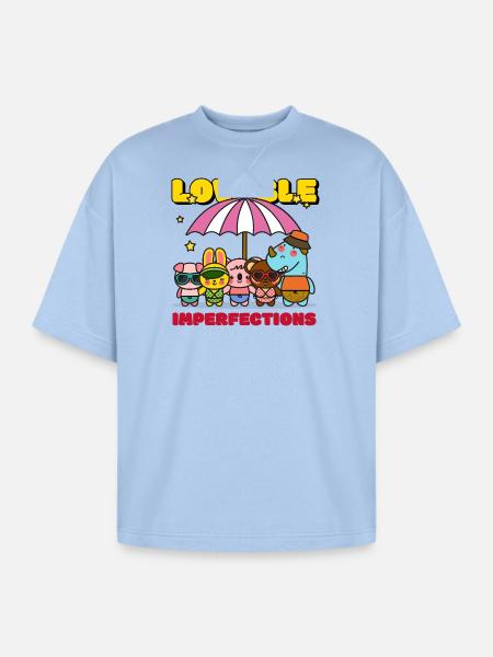 Lovable Hyperfections Umbrella Crew - Oversized Unisex Short Sleeve Sweatshirt - powder blue