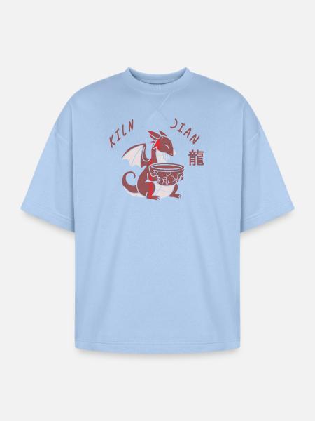 Kiln Guardian Dragon - Oversized Unisex Short Sleeve Sweatshirt - powder blue