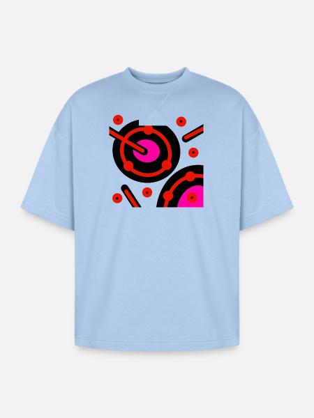 Neon Orbit Circuit - Oversized Unisex Short Sleeve Sweatshirt - powder blue