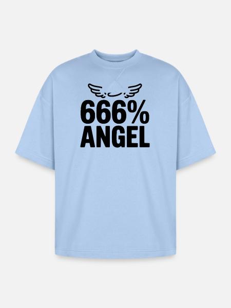 666% Angel - Oversized Unisex Short Sleeve Sweatshirt - powder blue