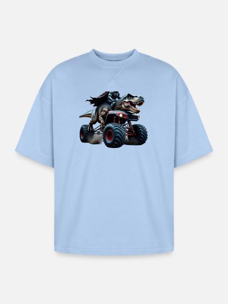 Prehistoric Power Rider - Oversized Unisex Short Sleeve Sweatshirt - powder blue