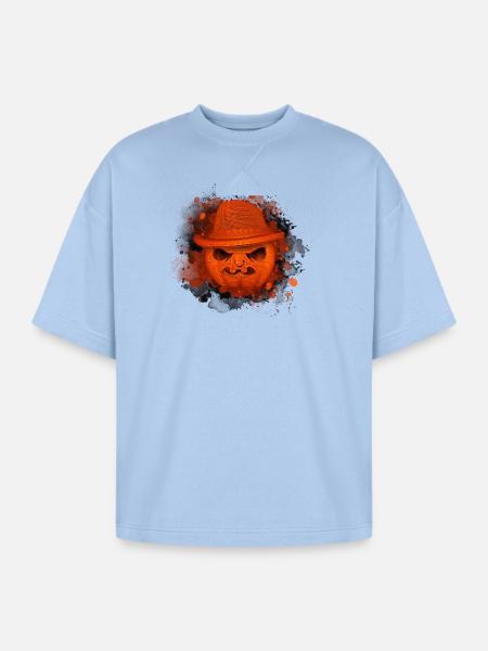 Noir Pumpkin Hat - Oversized Unisex Short Sleeve Sweatshirt - powder blue
