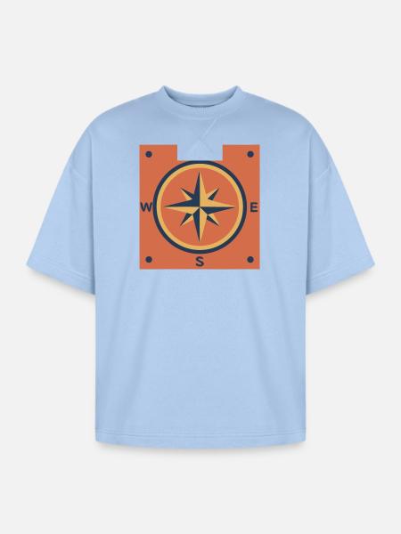 Retro Compass Rose Outdoor - Oversized Unisex Short Sleeve Sweatshirt - powder blue