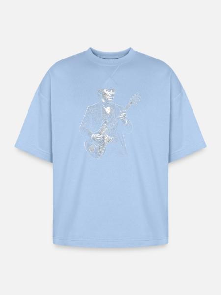 Andrew Johnson Guitarist Portrait  - Oversized Unisex Short Sleeve Sweatshirt - powder blue