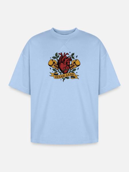 Tough Love Heart Boxing - Oversized Unisex Short Sleeve Sweatshirt - powder blue