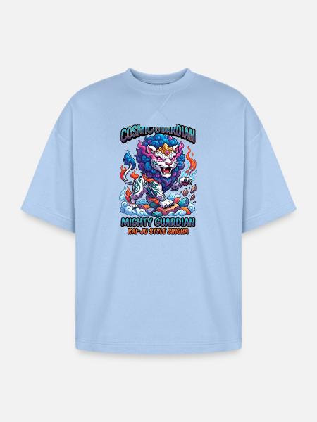 Cosmic Singha Mighty Kaiju Guardian - Oversized Unisex Short Sleeve Sweatshirt - powder blue