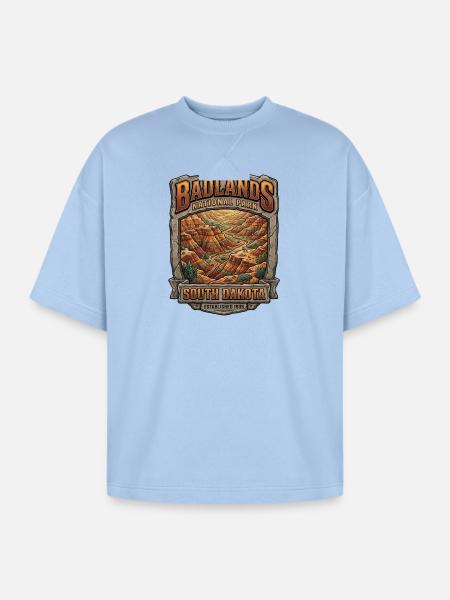 Badlands National Park Tee - Oversized Unisex Short Sleeve Sweatshirt - powder blue