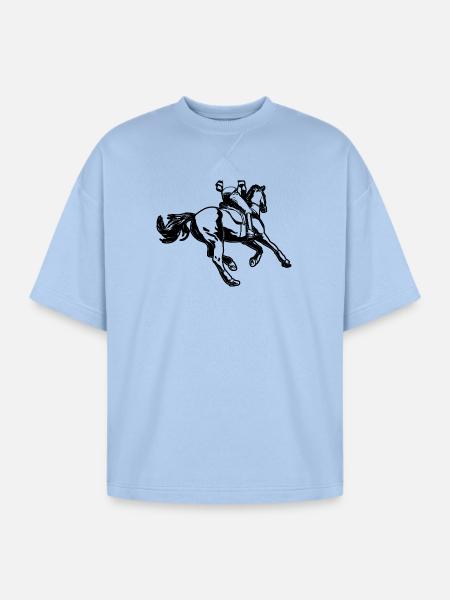 Equestrian - Oversized Unisex Short Sleeve Sweatshirt - powder blue